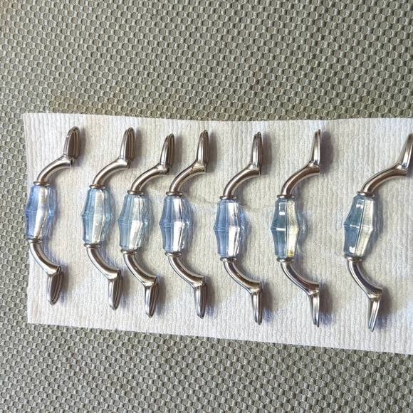 7 Brushed Nickel with Light Blue Acrylic Center 3 inch cabinet or drawer pulls - Picture 2 of 5